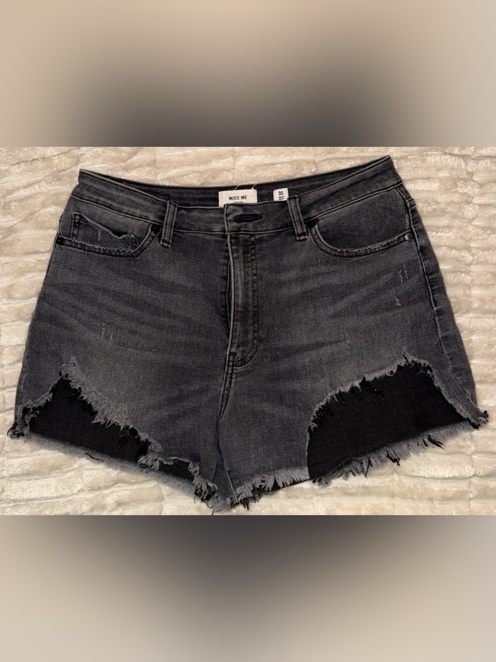 Miss Me Denim Distressed Black Jean Shorts Size 31